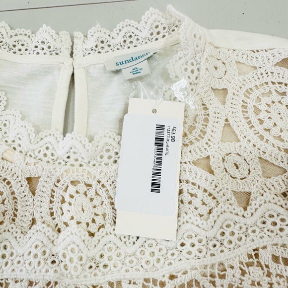 NWT Sundance Short Sleeve Crochet Ivory Top Size XL‎ - Picture 8 of 12